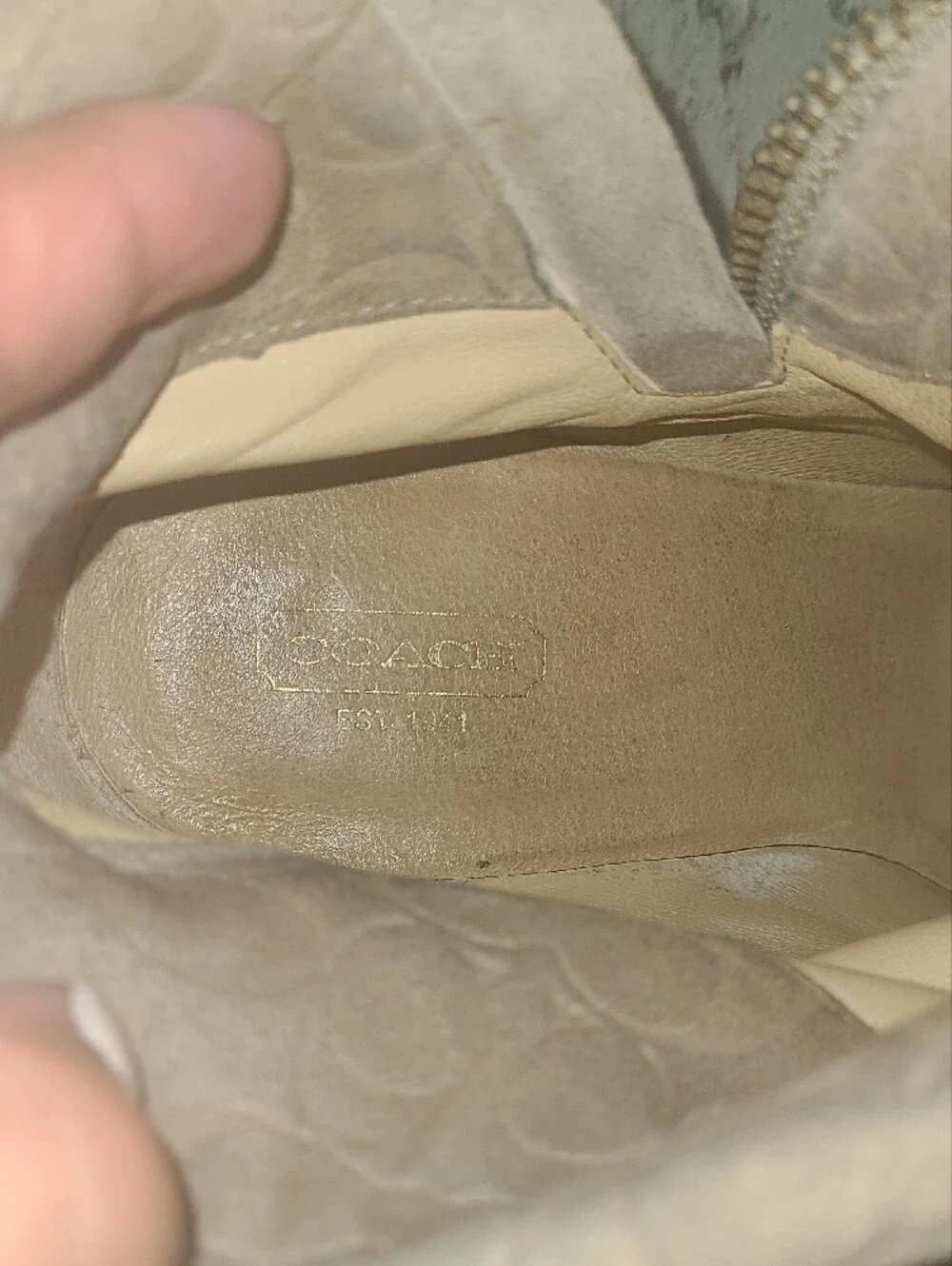 COACH Suede Fold-Over Ankle Booties - Taupe